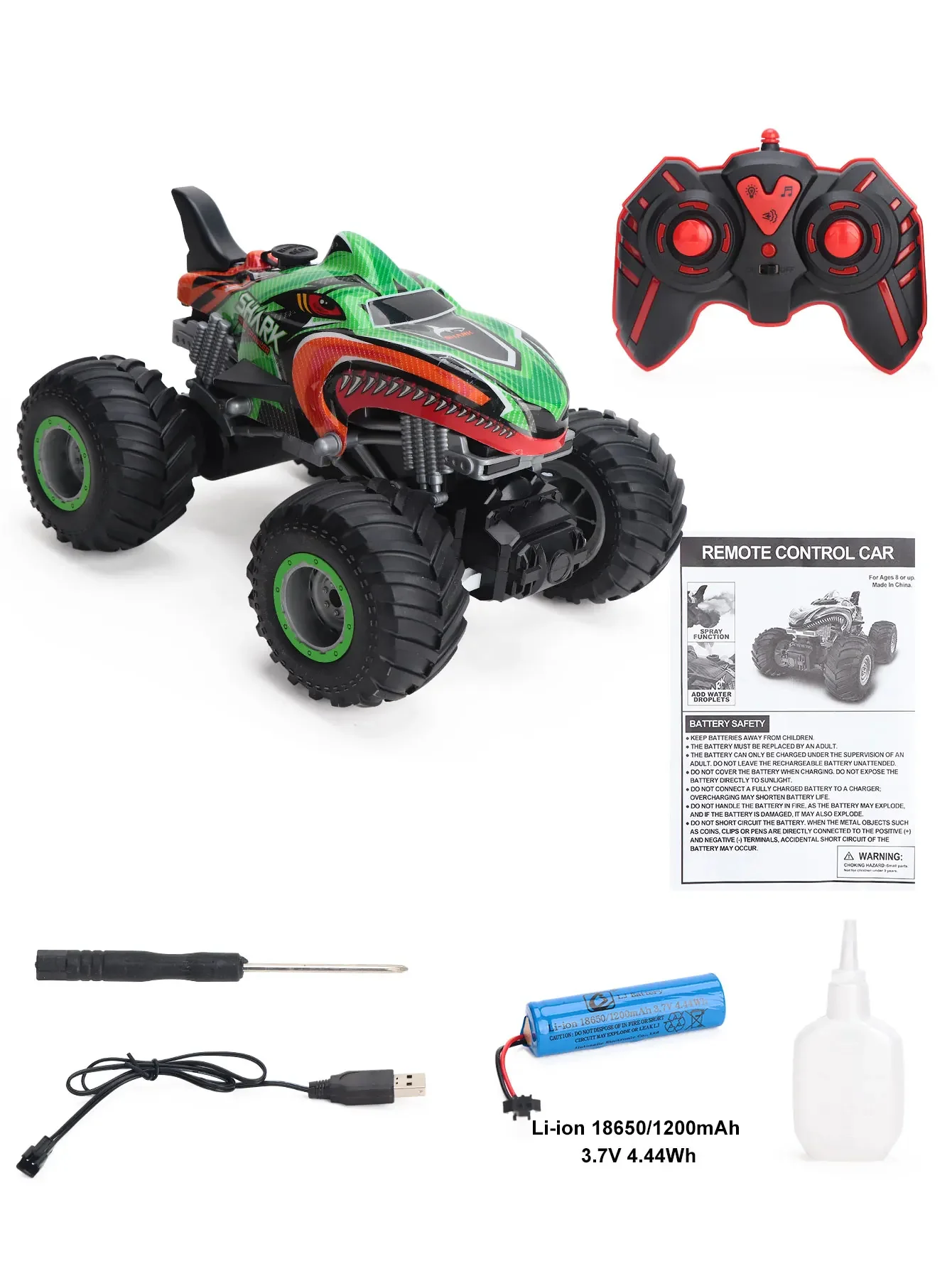Monster Truck télécommandé Shark Verte 1:16 – RC Tout-Terrain 4x4 avec batterie rechargeable (Copie) – Image 4