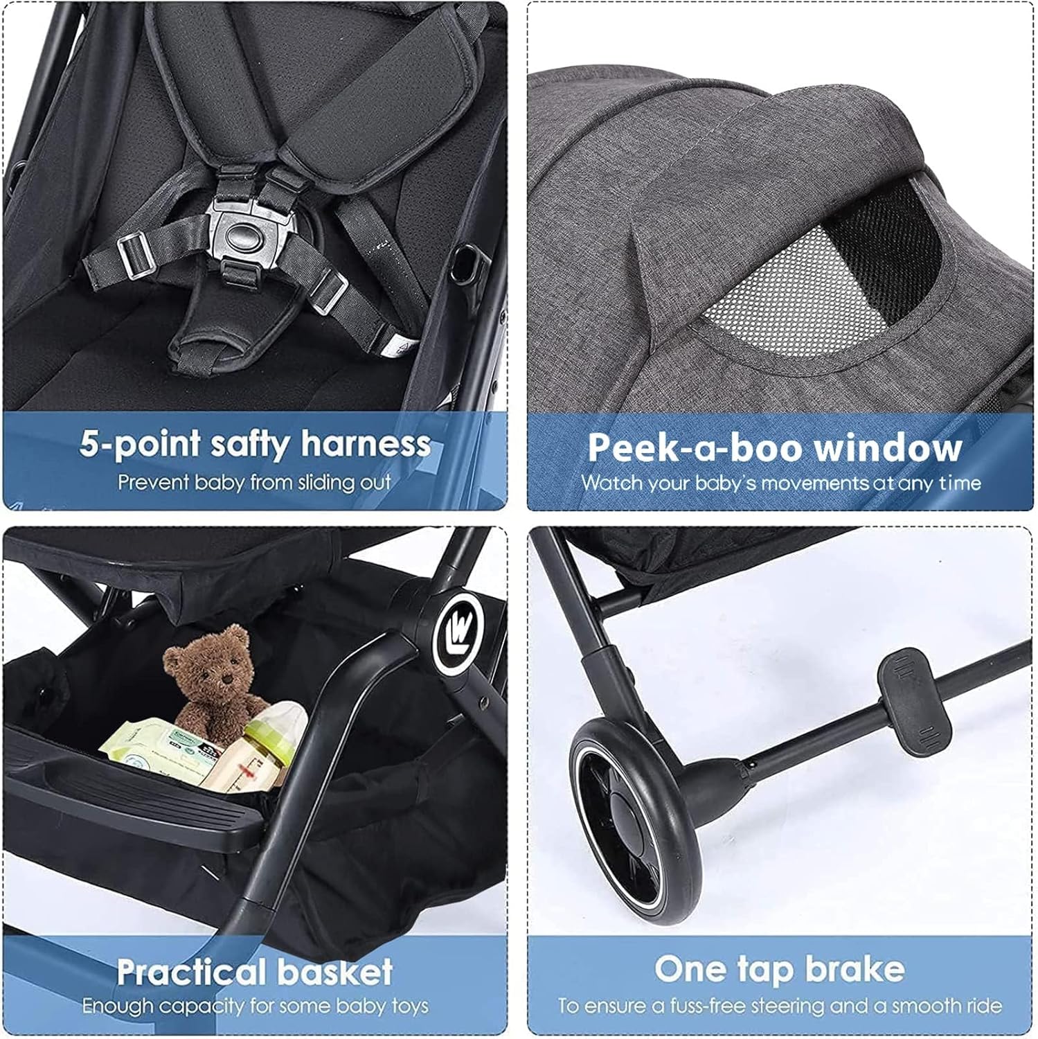 Poussette Voyage AOODIL – Légère et Compacte, Dossier Réglable, Idéale pour Bébé ! – Image 3
