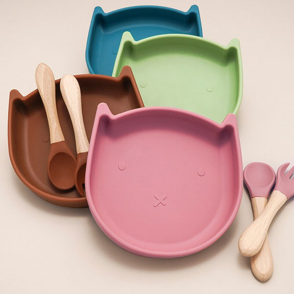Coffret repas bébé assiette et couverts ventouse- Chaton – Image 2