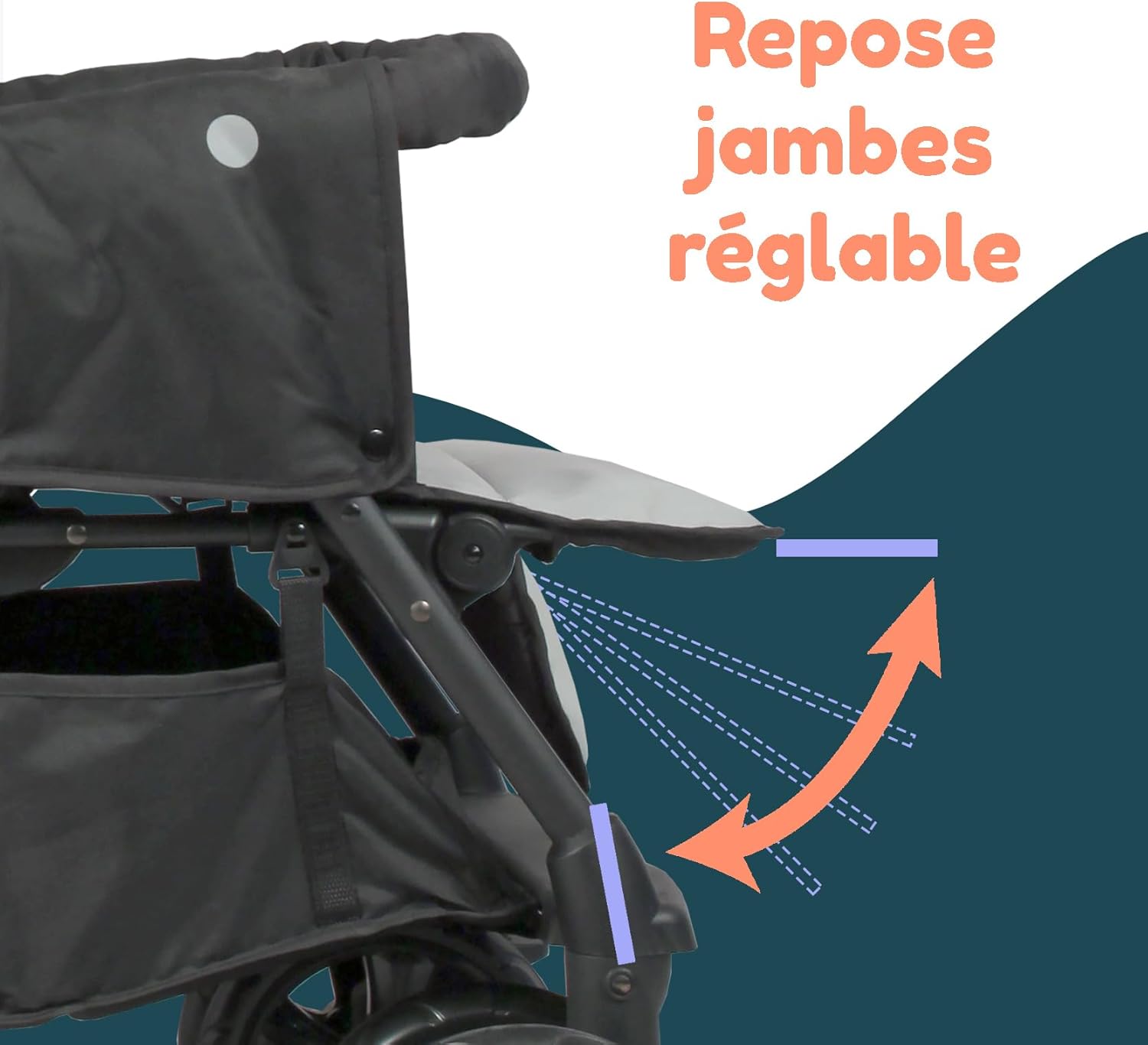 Poussette Double BAMBISOL 2-en-1 pour Jumeaux – Cosy Auto Inclus, Pliable, Noir et Gris – Image 5