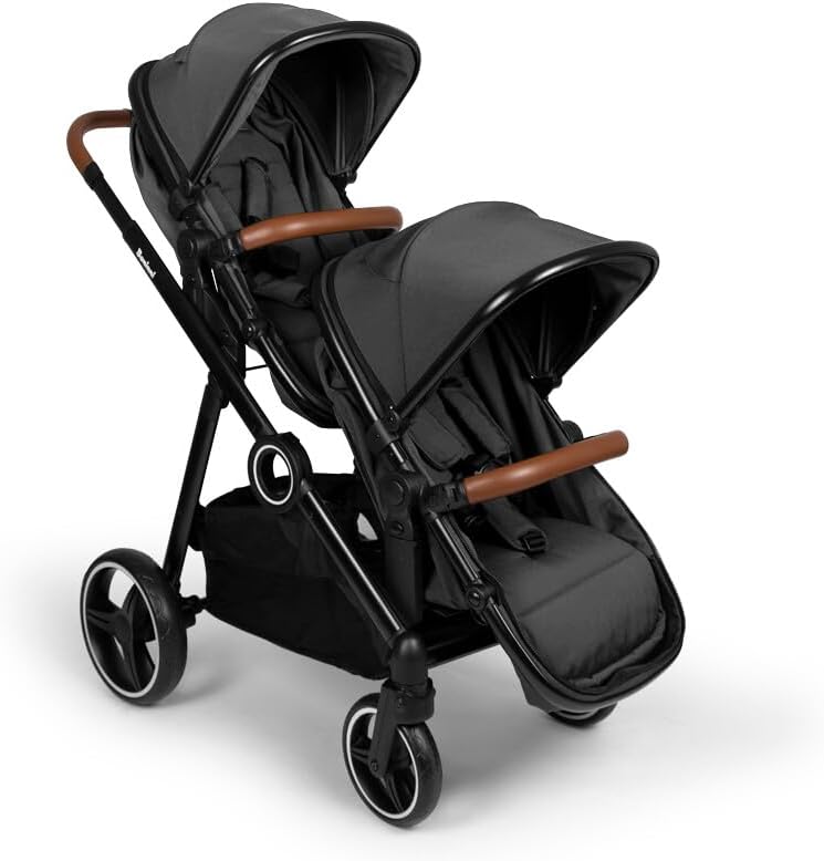Poussette Double Baninni Duett Luiz – Convertible & Réversible – Gris
