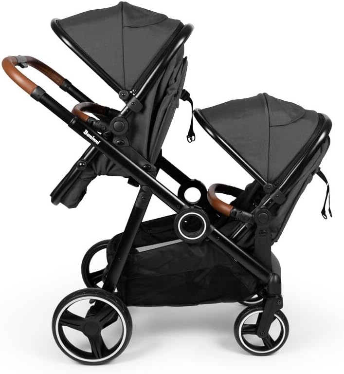 Poussette Double Baninni Duett Luiz – Convertible & Réversible – Gris – Image 7