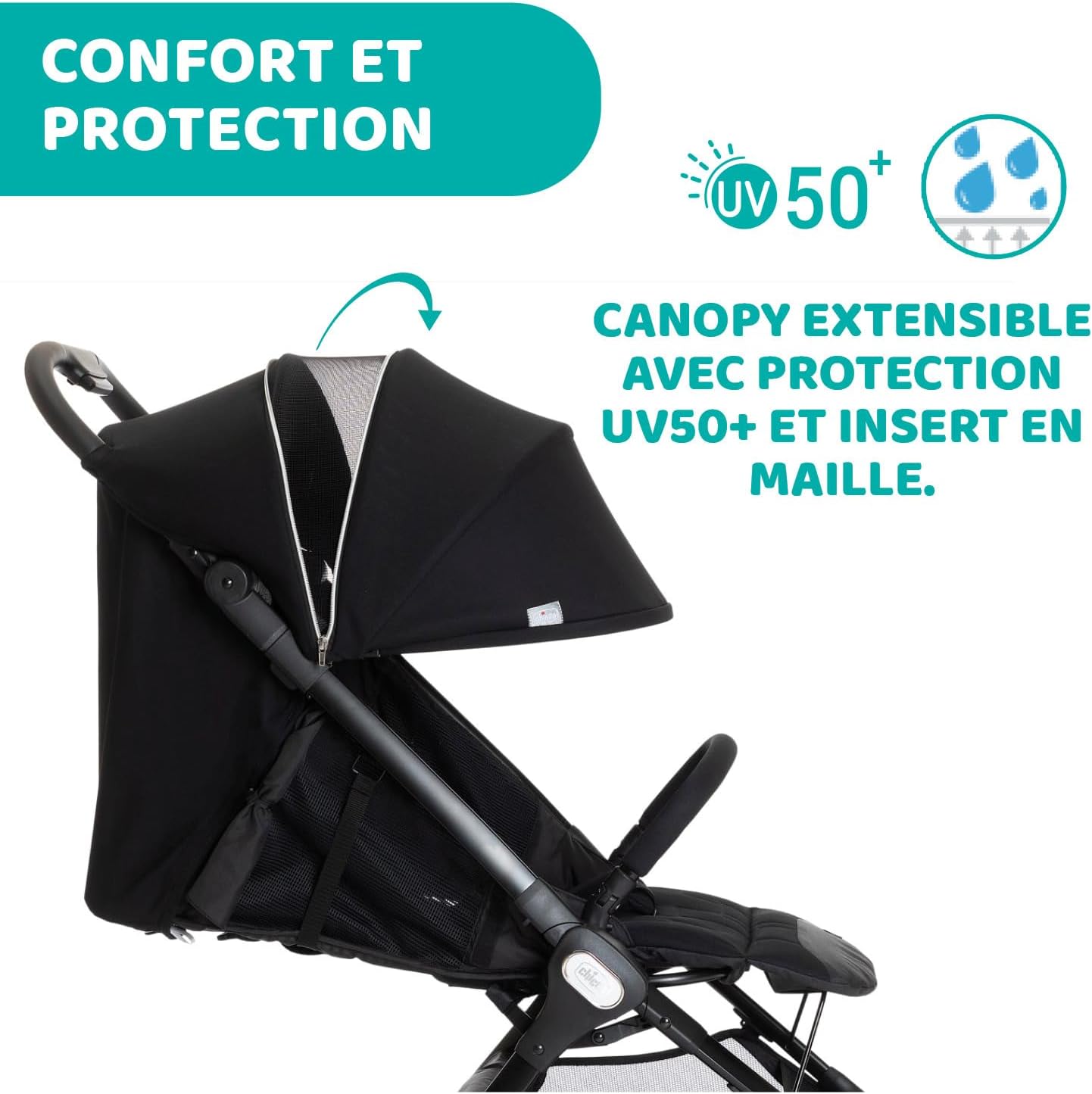 Poussette Ultra-Compacte Chicco We – Légère et Inclinable (0-22 kg) – Noir – Image 8