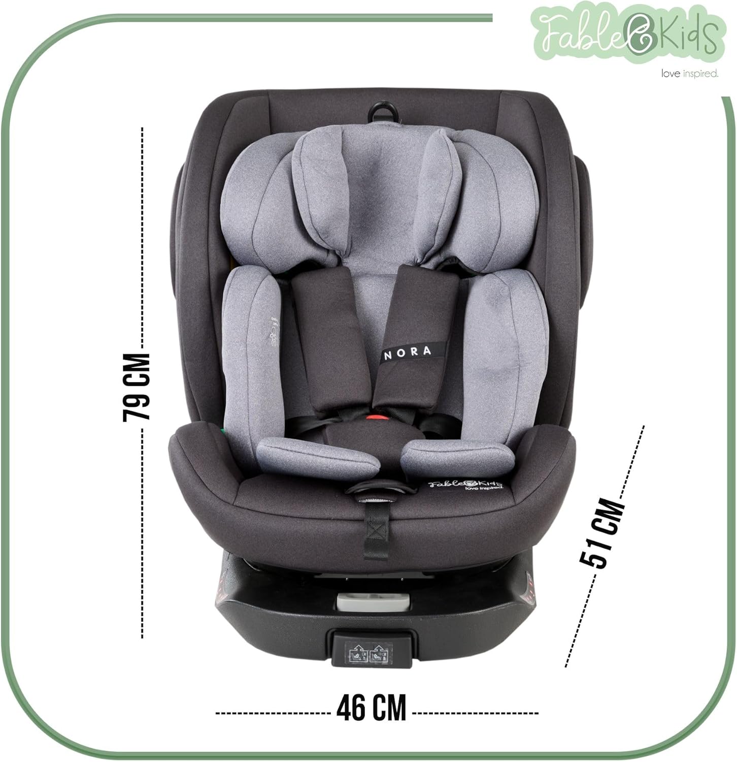 FableKids NORA Siège auto i-Size 40-150 cm, gris, pivotant 360° – Image 7