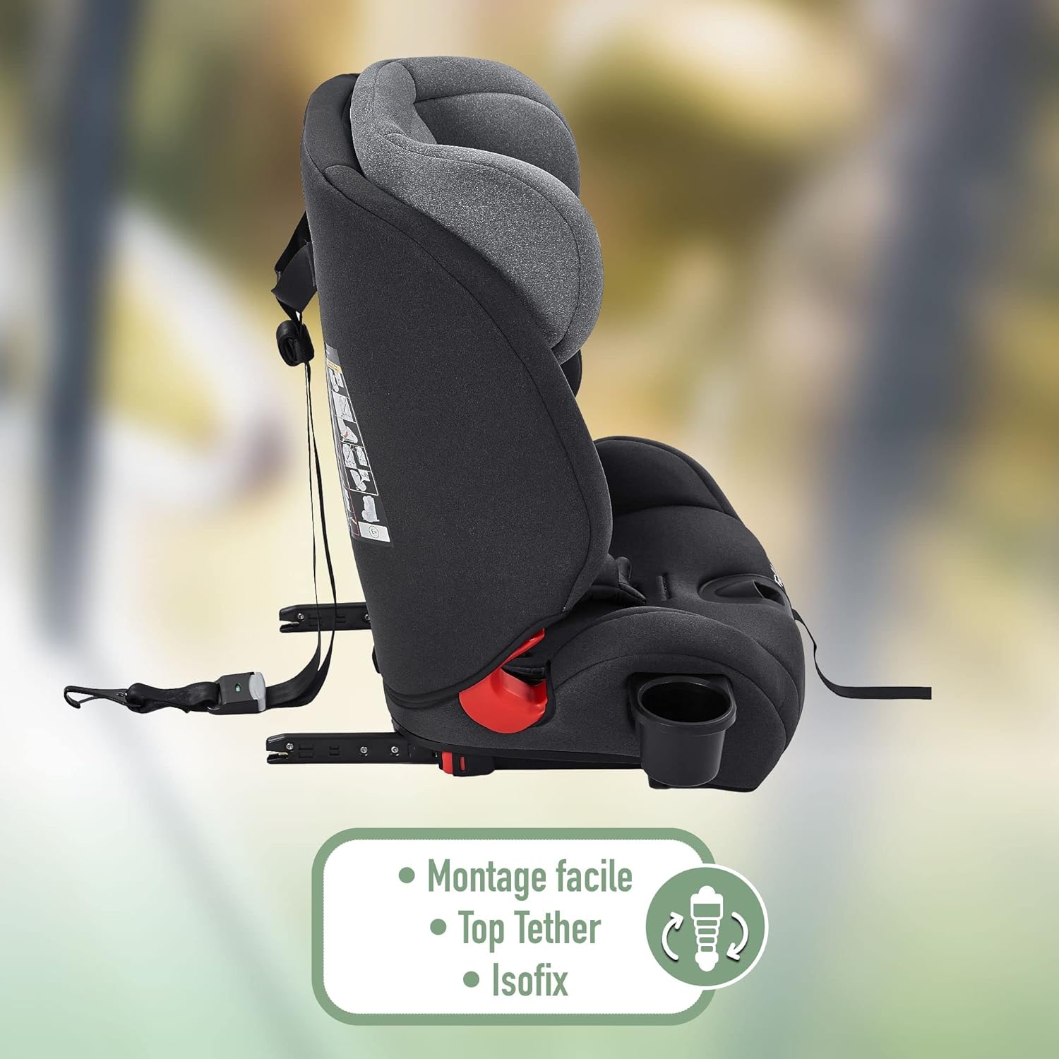 FableKids Siège Auto Isofix Groupe 2/3 – Gris – Image 2