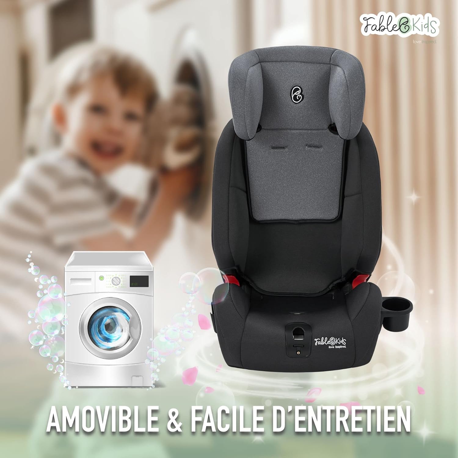 FableKids Siège Auto Isofix Groupe 2/3 – Gris – Image 4