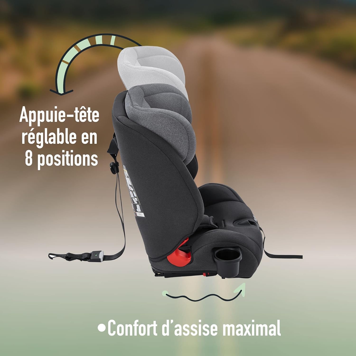 FableKids Siège Auto Isofix Groupe 2/3 – Gris – Image 5