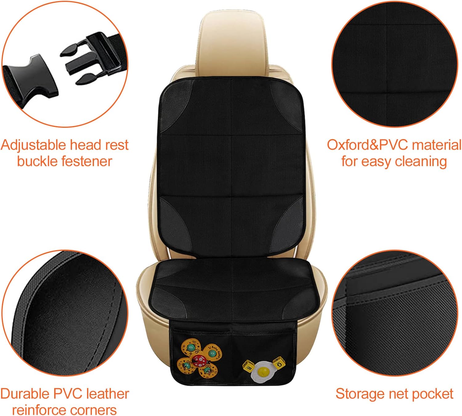 Fervalyna Protecteur de Siège Auto Isofix Noir – Universel pour Groupe 1/2/3 (9 à 36 kg) – Image 3