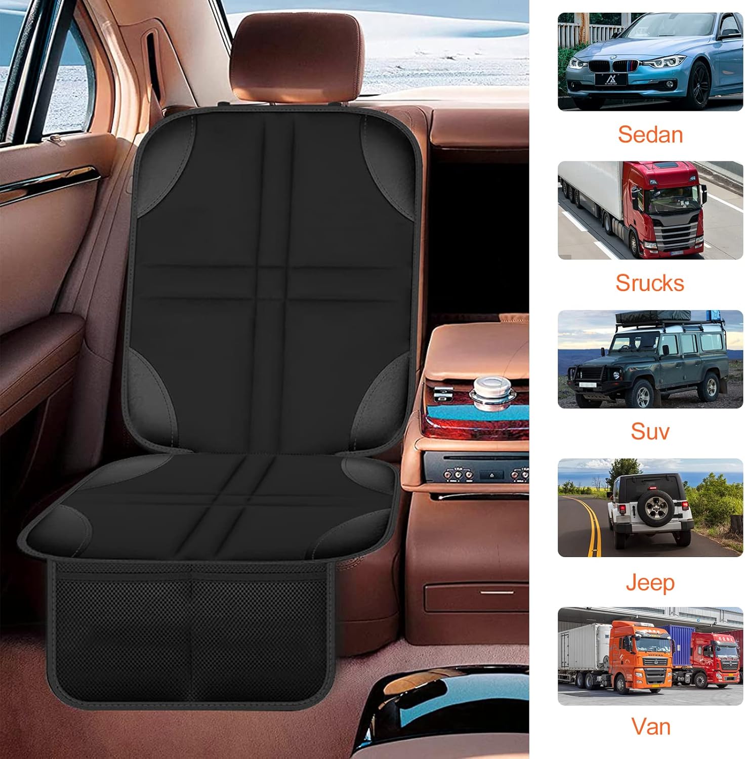 Fervalyna Protecteur de Siège Auto Isofix Noir – Universel pour Groupe 1/2/3 (9 à 36 kg) – Image 7