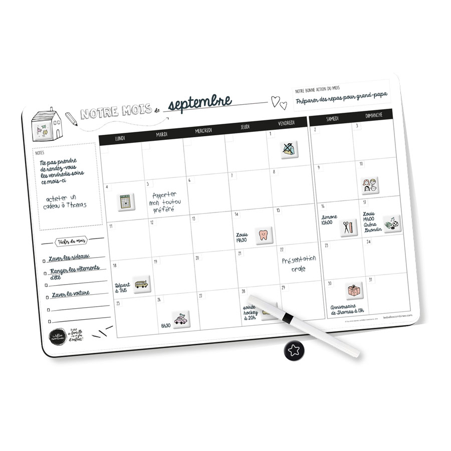 Planificateur magnétique familial mensuel – Belles Combines