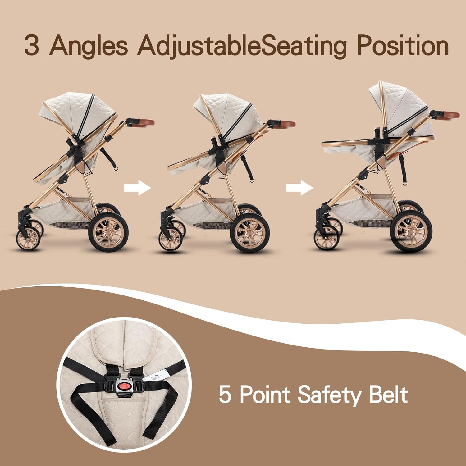 Poussette 3 en 1 Gcarebb Citadine – Siège Auto Inclus, Réglable, pour Enfants 0-3 Ans – Image 6