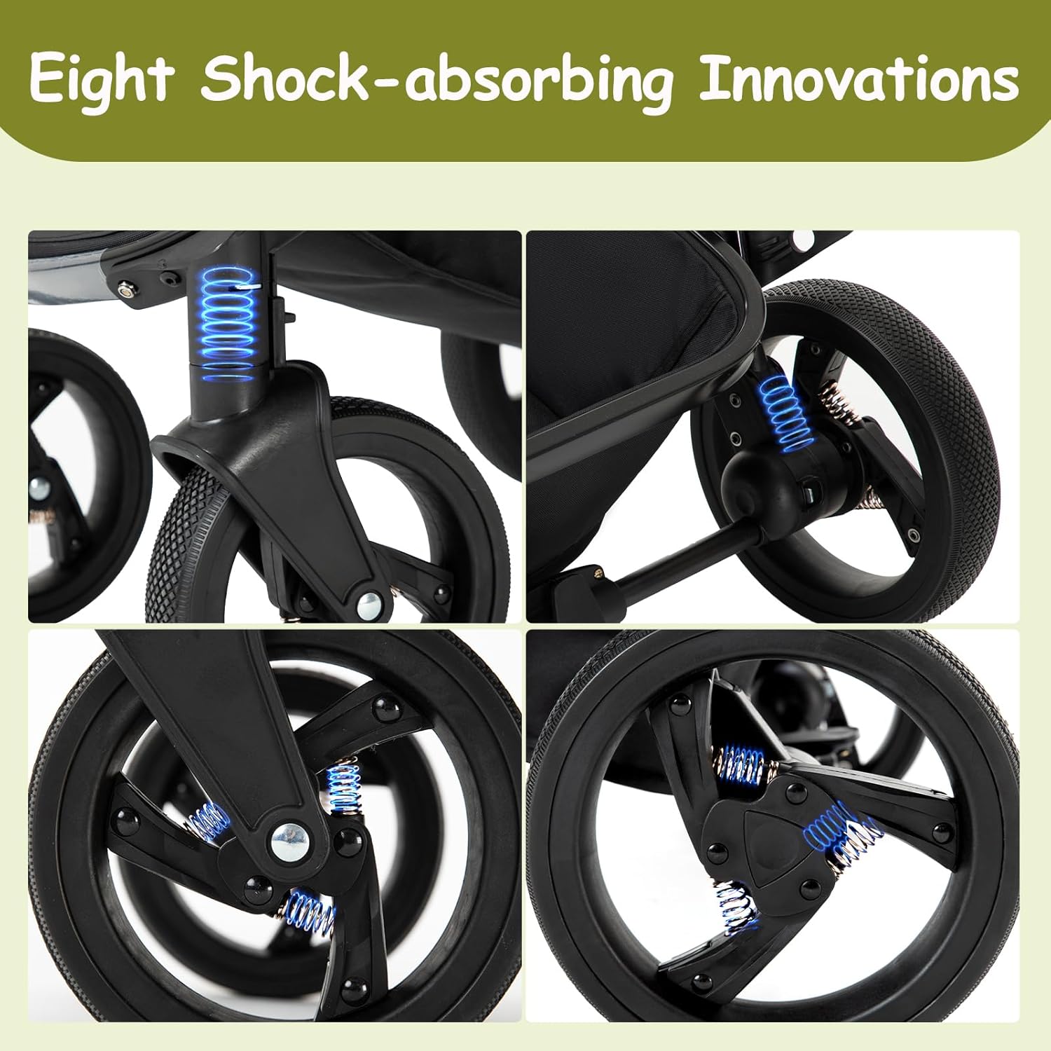 Poussette Gcarebb 3 en 1 en cuir synthétique – Compacte et élégante, avec siège auto intégré – Image 4