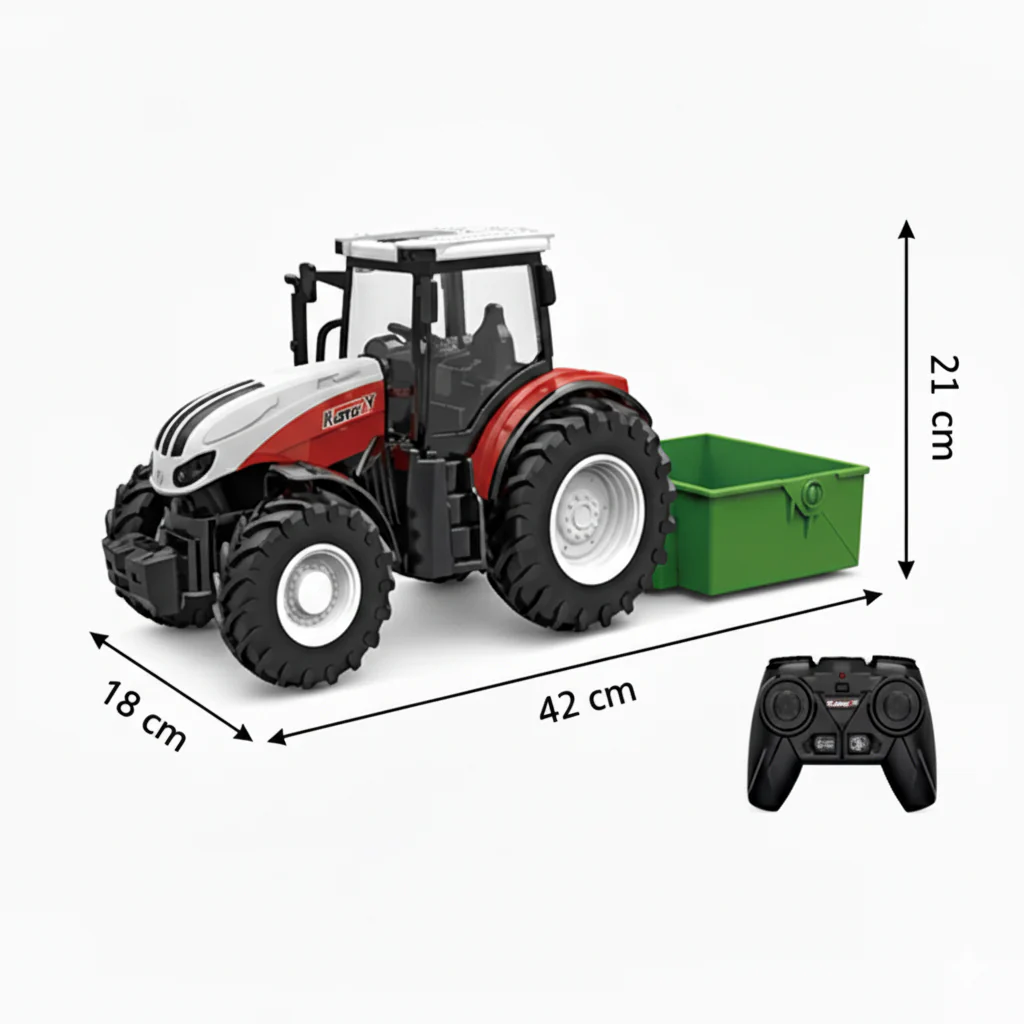 Tracteur Agricole Télécommandé 1:24 avec Lumières – Jouet RC Éducatif pour Enfants – Image 2