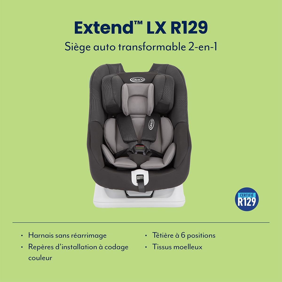 Graco Extend LX R129 – Siège-auto i-Size 0+/1 Noir Midnight – Image 2