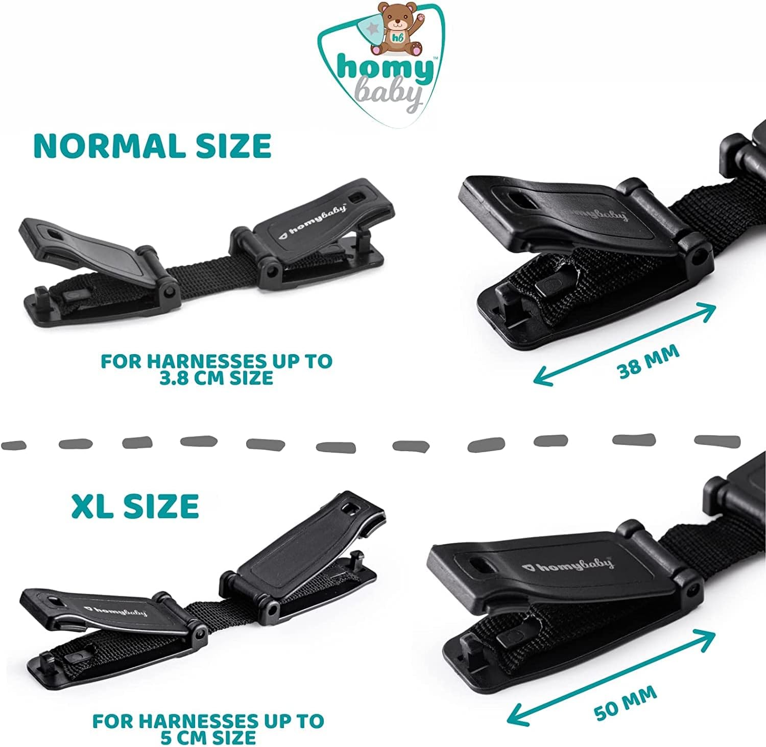HOMYBABY® Clip de Poitrine Bébé – Harnais Sécurisé pour Siège Auto Groupe 0+/1 (x2) – Image 5