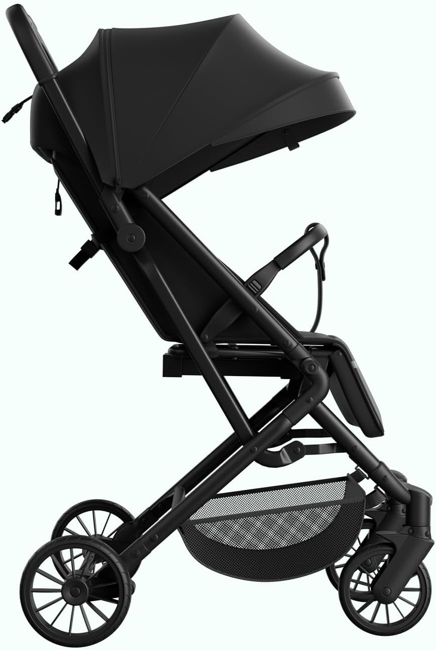 Poussette compacte HaShow – Dossier réglable, noire, pour enfants de 0 à 3 ans – Image 4