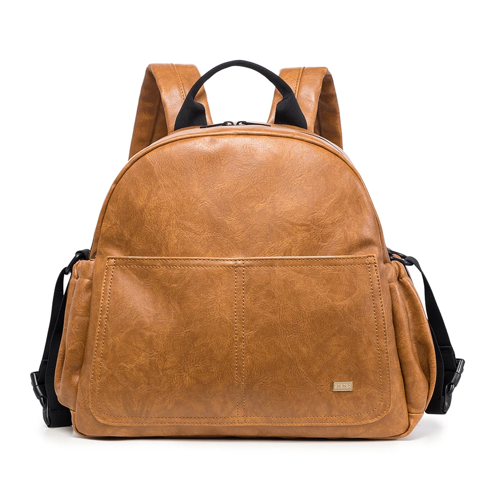 Sac à langer à dos cuir synthétique camel