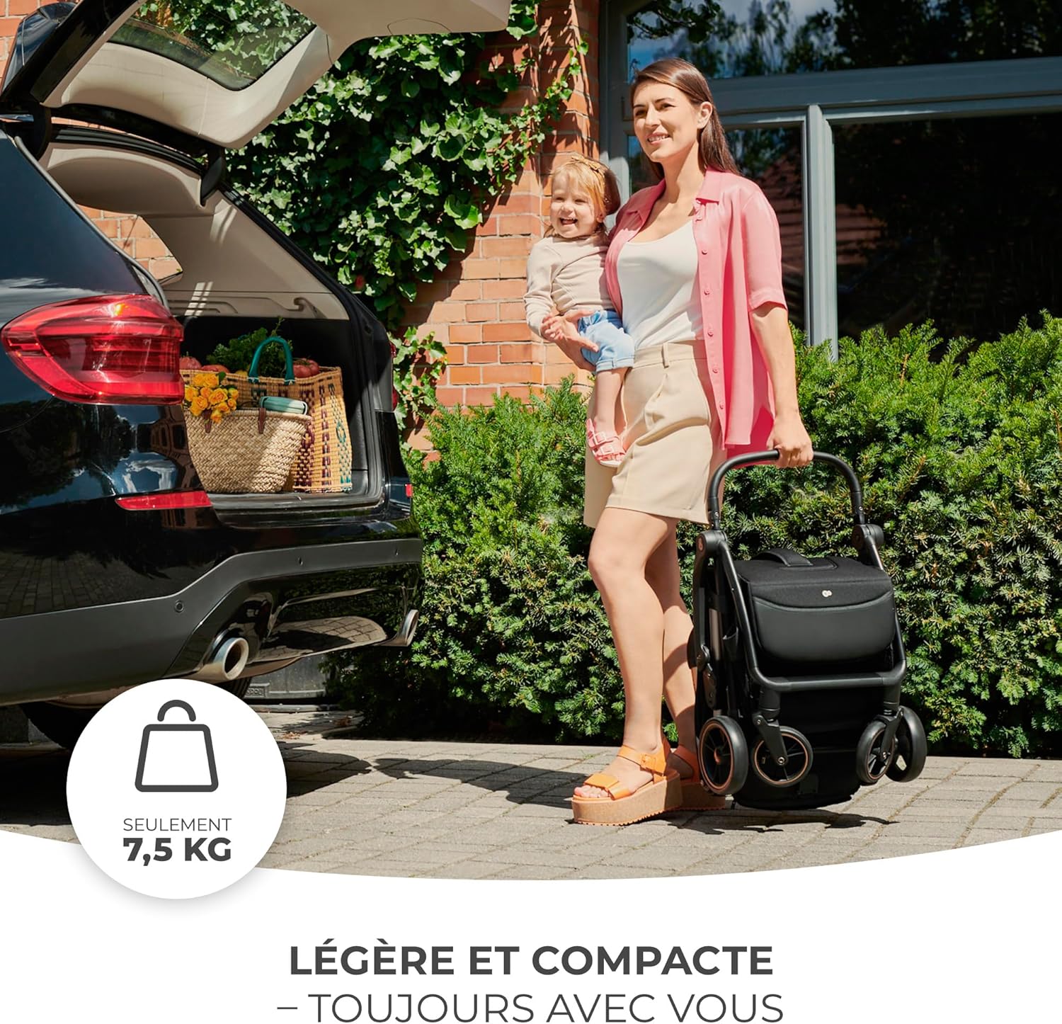 Poussette Canne Kinderkraft APINO – Ultra Légère et Pliable, Noir, Dès la Naissance jusqu’à 22 kg – Image 4
