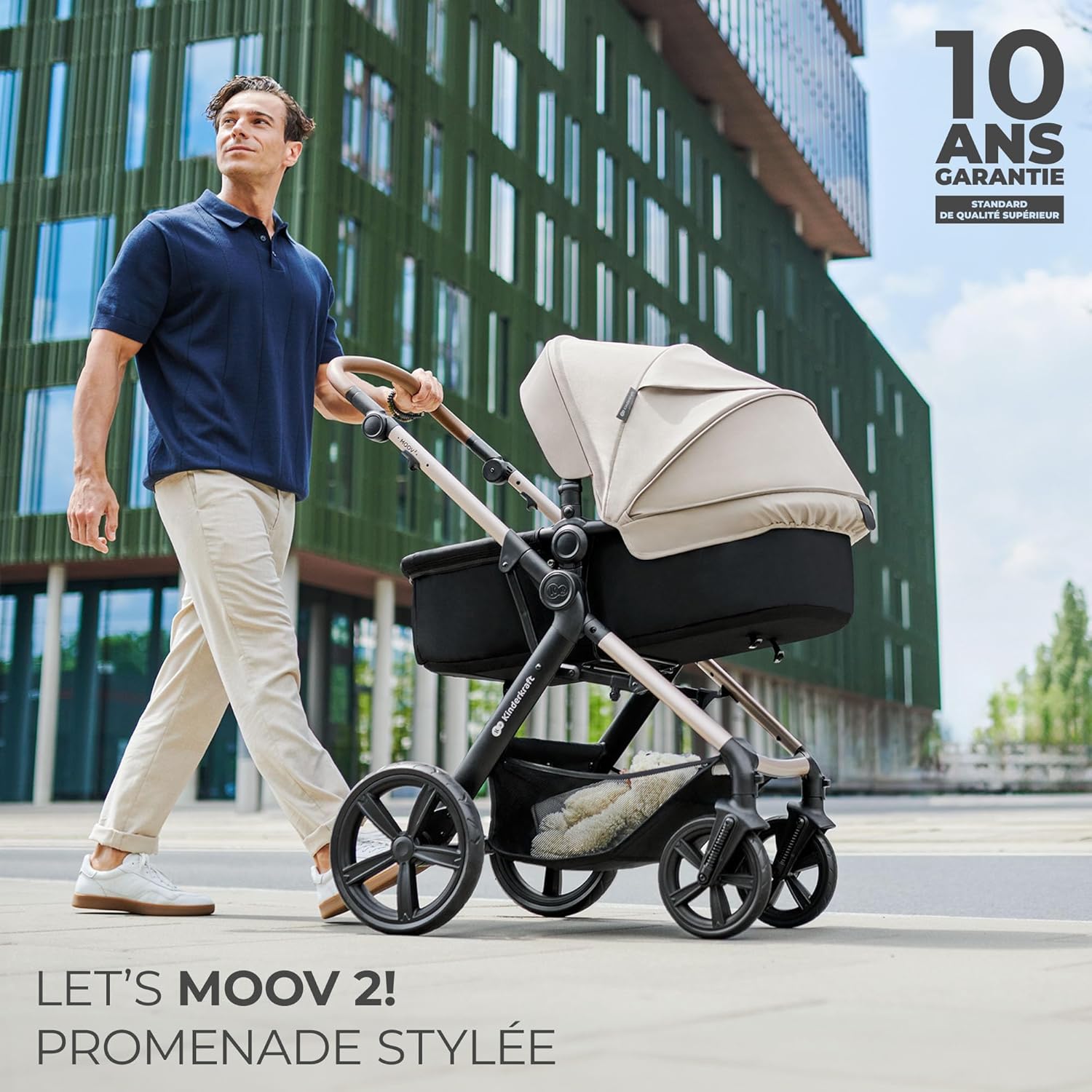 Poussette 3 en 1 Kinderkraft MOOV2 AIR – Gris, avec siège auto Mink PRO I-Size – Image 2
