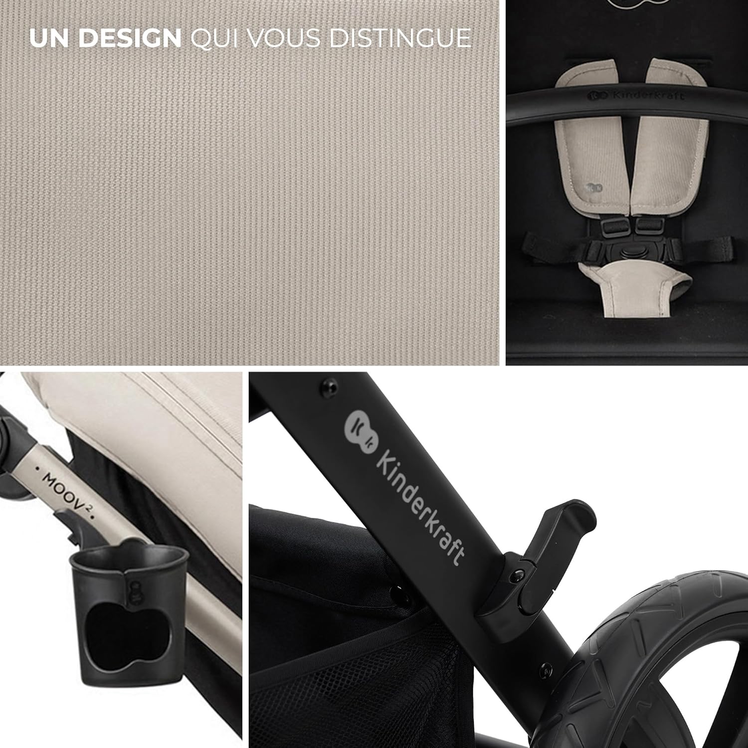 Poussette 3 en 1 Kinderkraft MOOV2 AIR – Gris, avec siège auto Mink PRO I-Size – Image 5