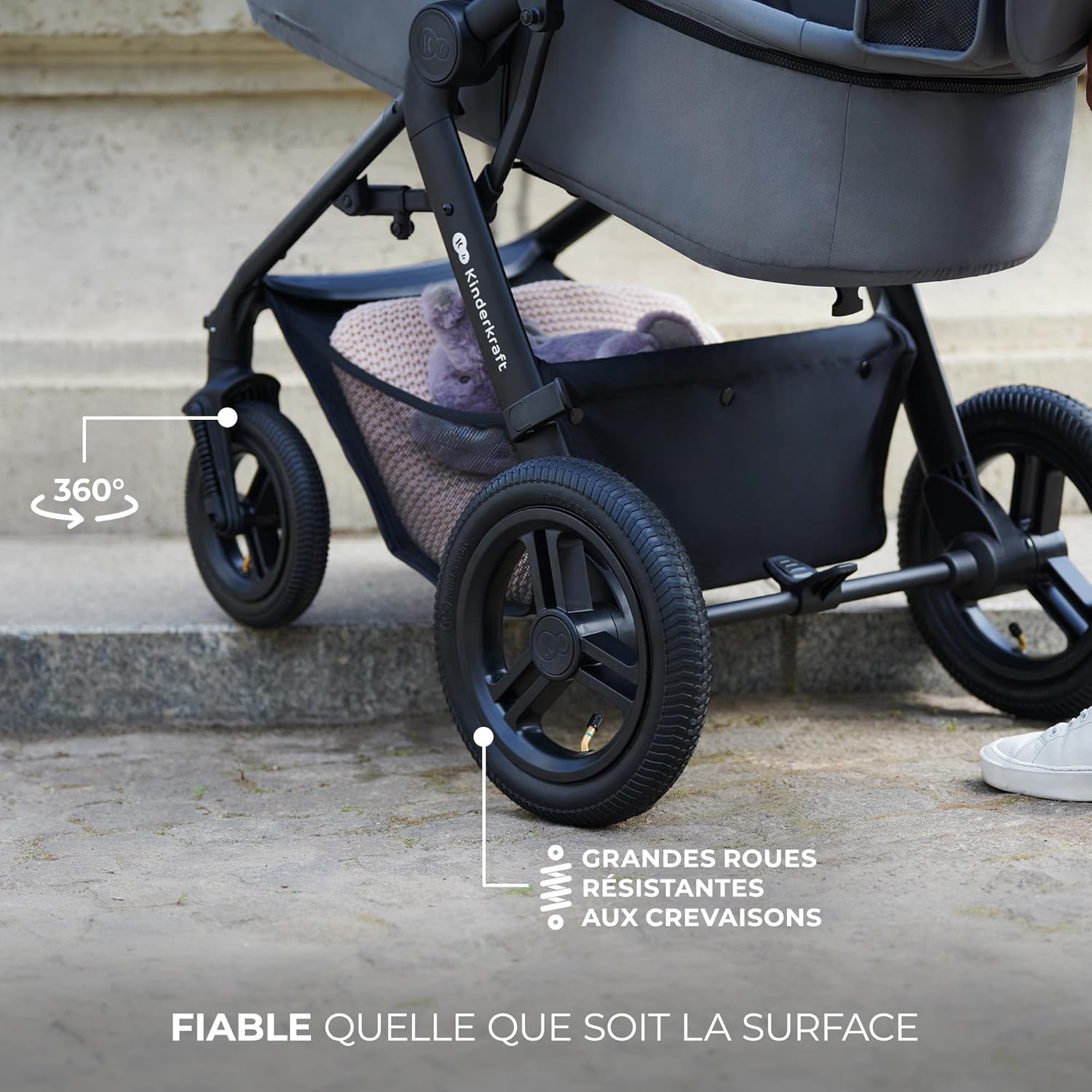 Poussette 3 en 1 Kinderkraft MOOV2 AIR – Gris, avec siège auto Mink PRO I-Size – Image 6