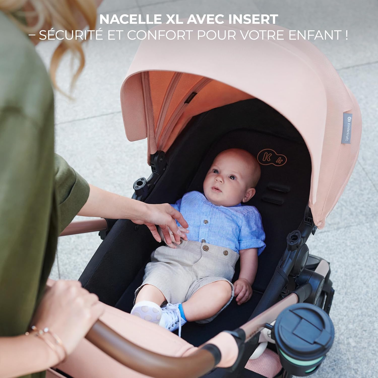 Poussette 3 en 1 Kinderkraft MOOV2 AIR – Gris, avec siège auto Mink PRO I-Size – Image 7