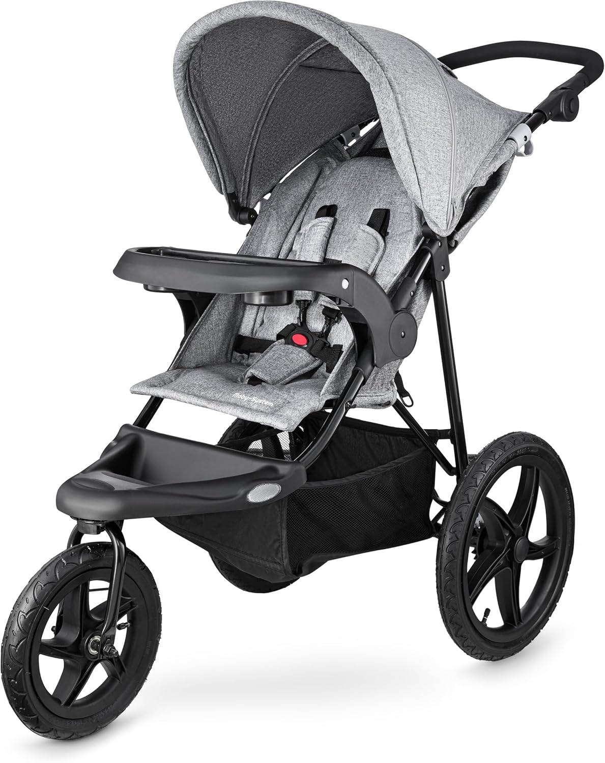 Poussette Tout Terrain Moby-System Runner Mountain – 3 Roues, Harnais 5 Points, Noir/Gris – Image 8