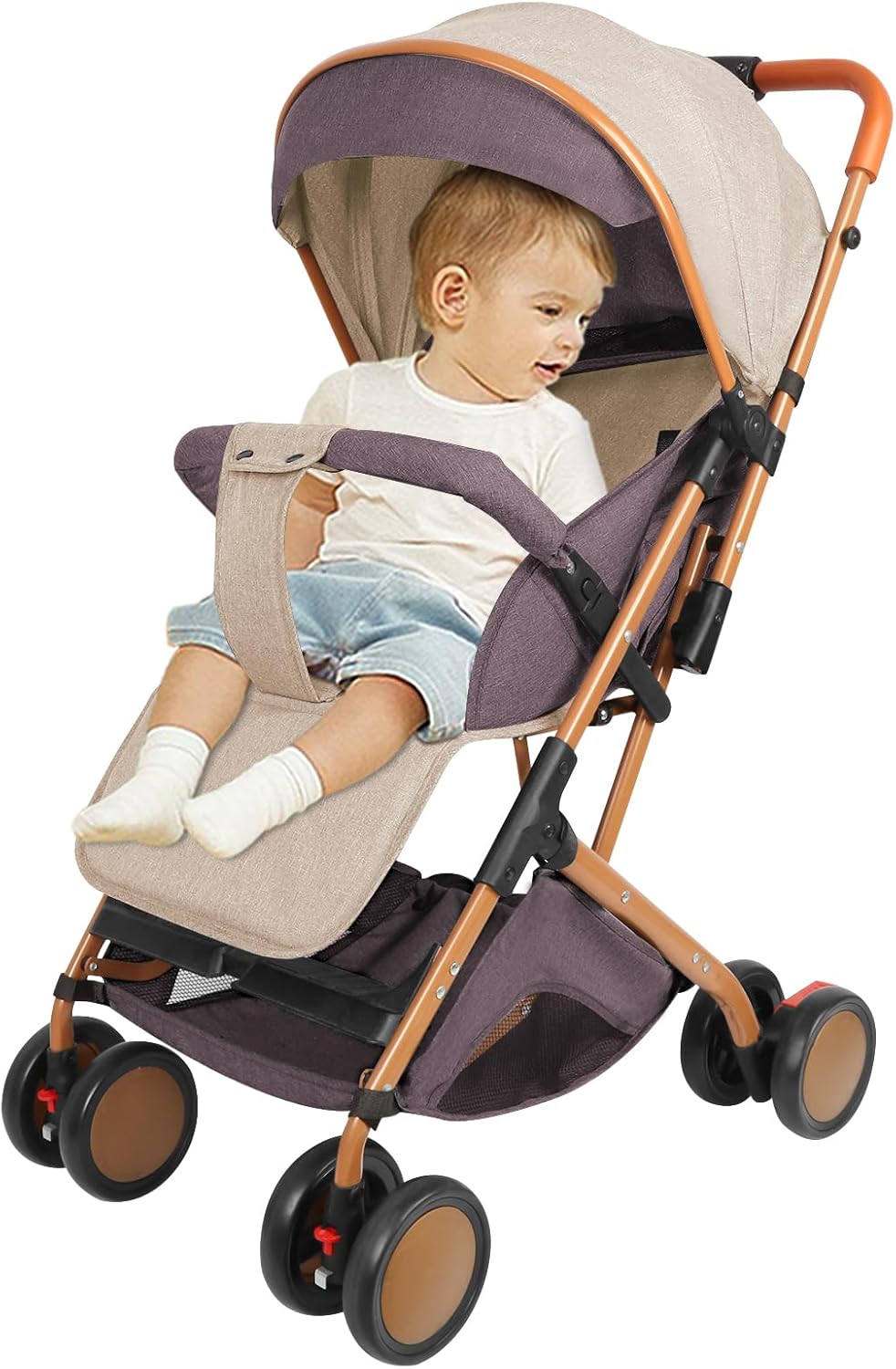 Poussette 3 Roues HUOLE B-Kaki – Pliage Compact & Tout Terrain – Image 5