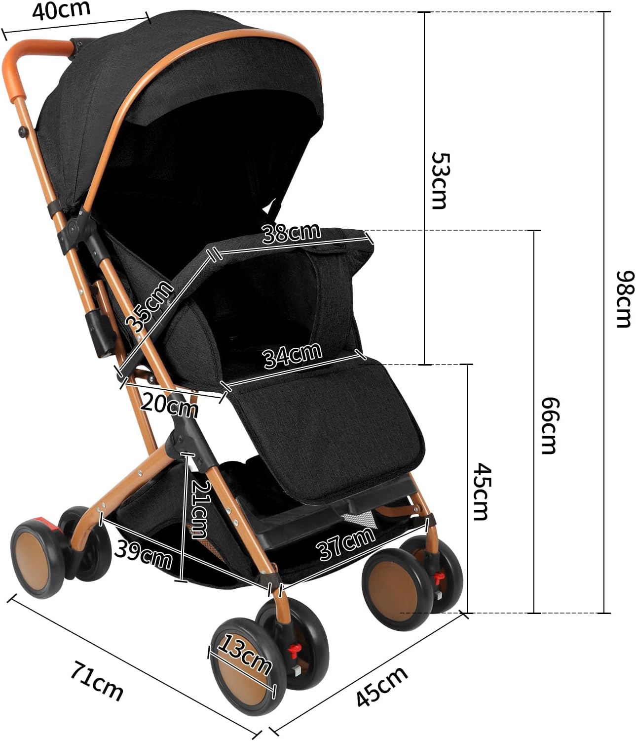 Poussette Compacte HUOLE – Léger & Pratique, de 0 à 4 Ans, Dossier Inclinable, Pliage Automatique – Image 5