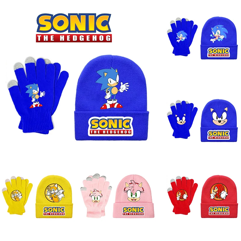 Ensemble Bonnet et Gants Sonic Bleu A6 – Hiver au chaud pour les vrais fans – Image 2