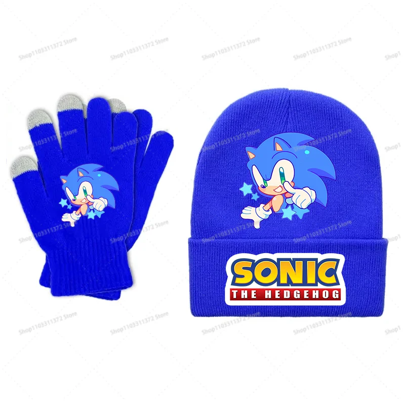 Ensemble Bonnet et Gants Sonic Bleu A6 – Hiver au chaud pour les vrais fans
