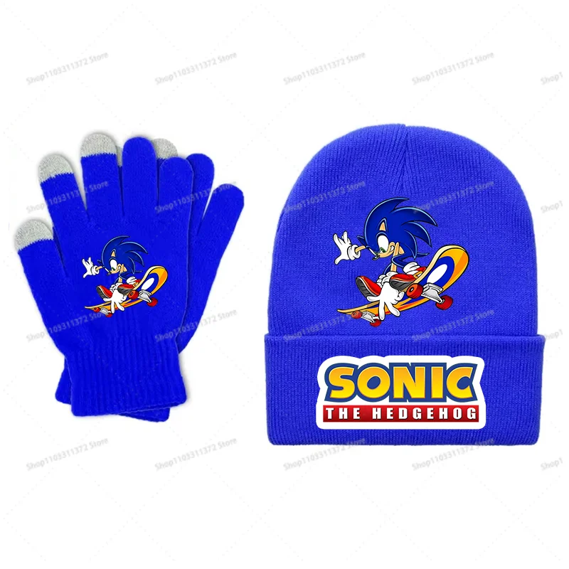 Ensemble Bonnet et Gants Sonic Bleu A6 – Hiver au chaud pour les vrais fans – Image 4