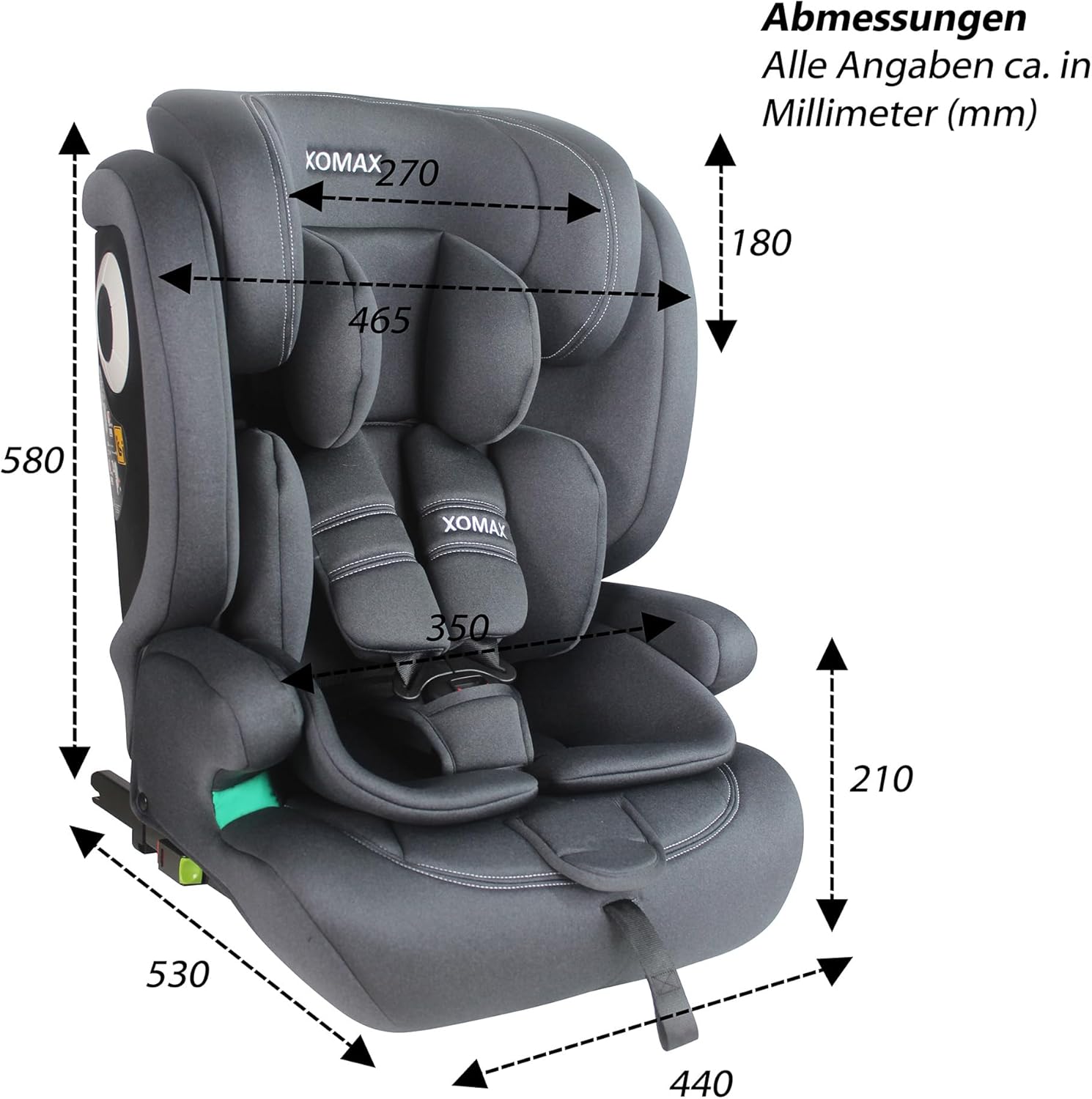 XOMAX LM238 Siège Auto Groupe 1/2/3 – Évolutif 9 à 36 kg – Anthracite – Image 7