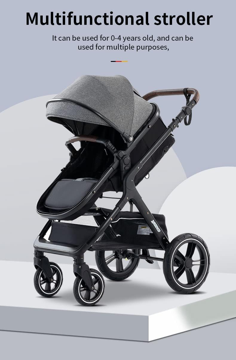 Poussette 3 en 1 YAZOCO – Citadine Pliable Noir pour Bébé (0-36 mois) – Image 2