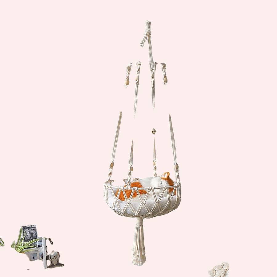 Grand hamac en macramé pour chat – Image 2