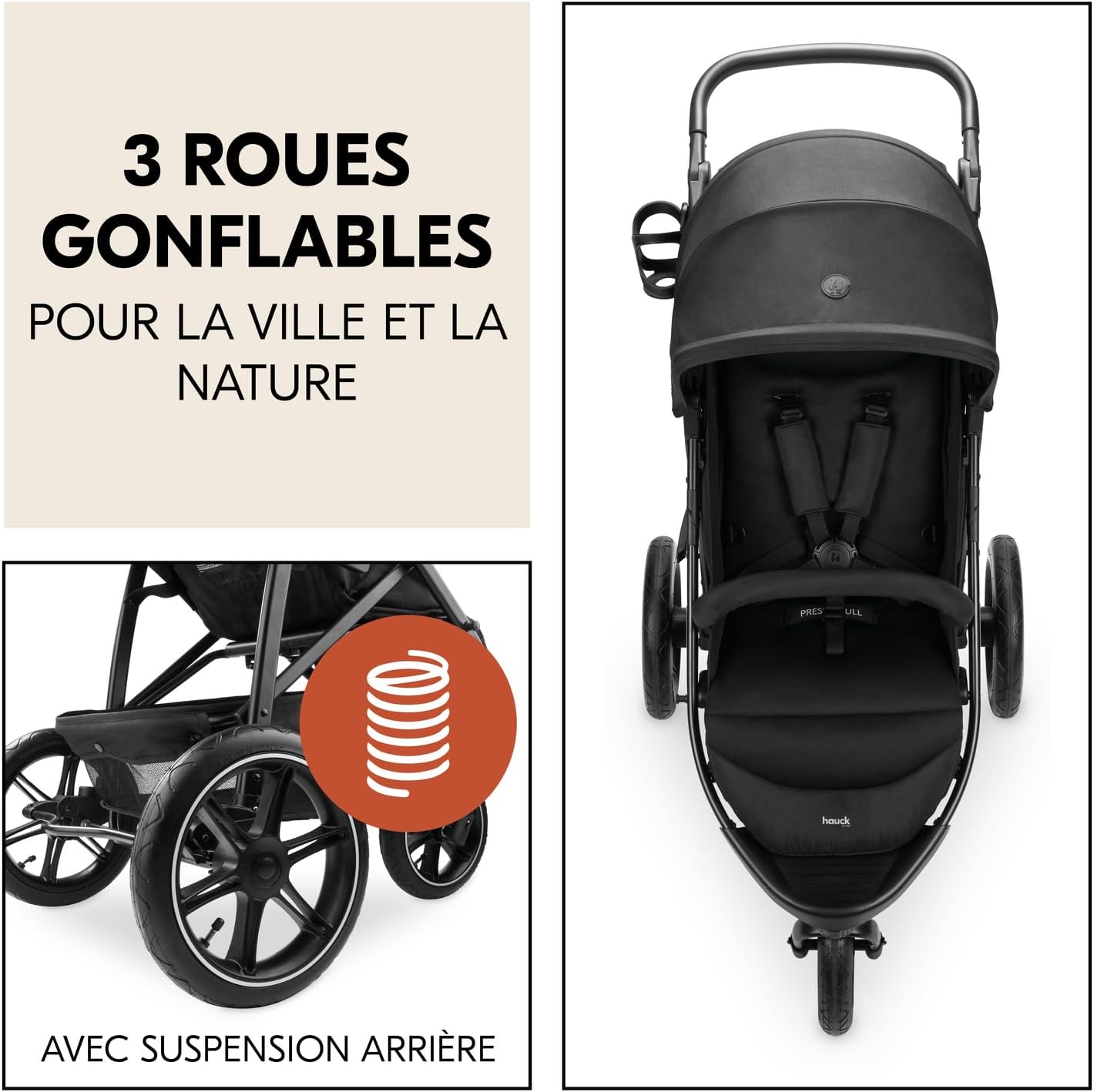 Poussette hauck Rapid 3 Air – 3 Roues, Pliable, Noir, Jusqu’à 22 kg – Image 3