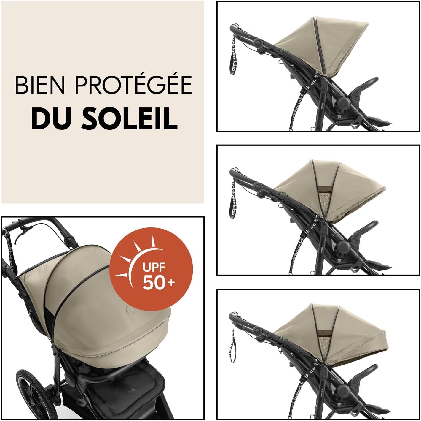 Hauck Runner 3 – Poussette Tout Terrain Ultra Légère avec Frein à Main et Canopy UPF 50+ (Olive) – Image 5