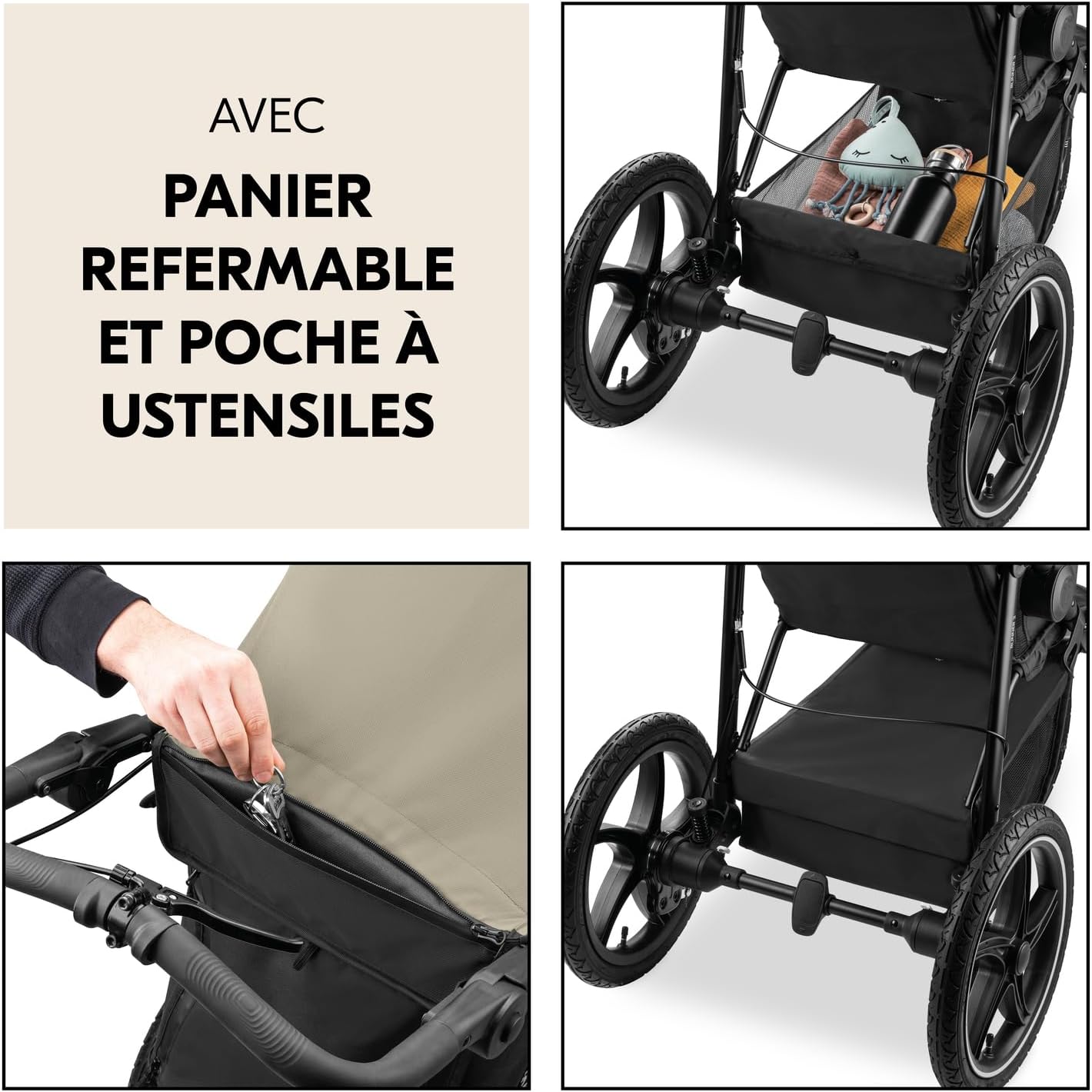 Hauck Runner 3 – Poussette Tout Terrain Ultra Légère avec Frein à Main et Canopy UPF 50+ (Olive) – Image 7