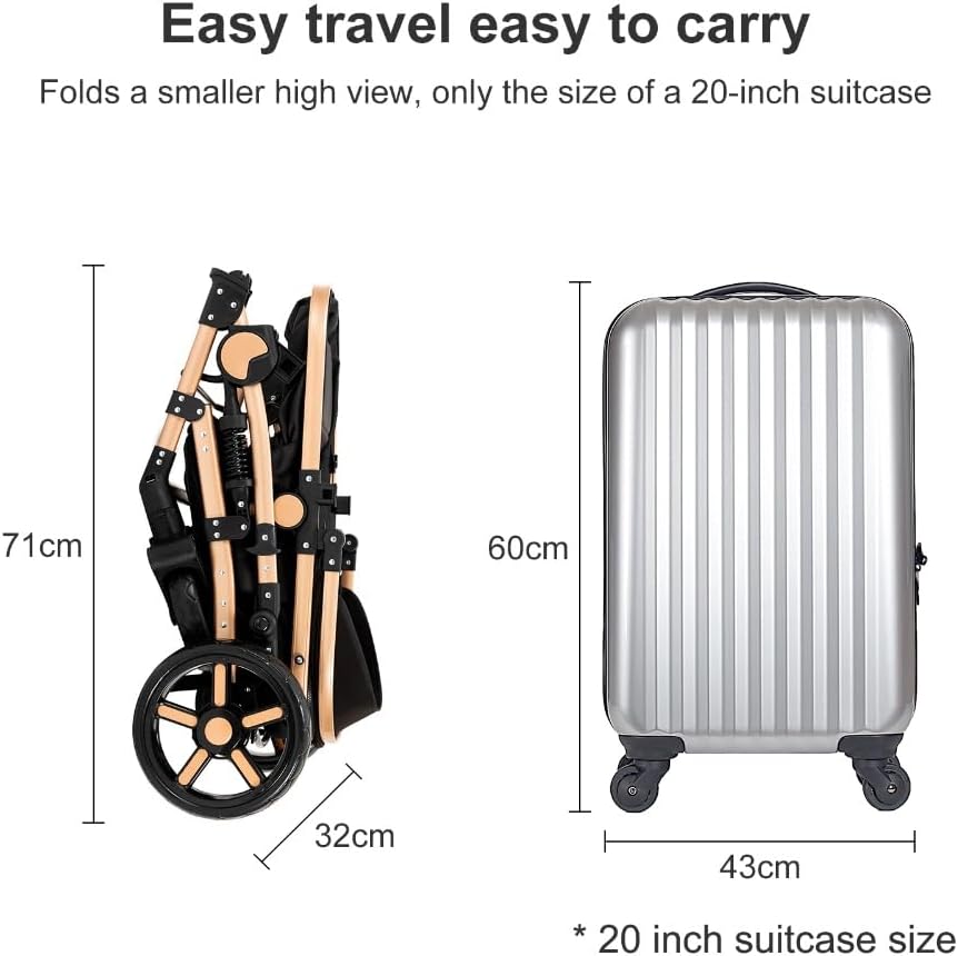Poussette 3 en 1 Dziranam – Réversible & Pliable, Noir – Image 9