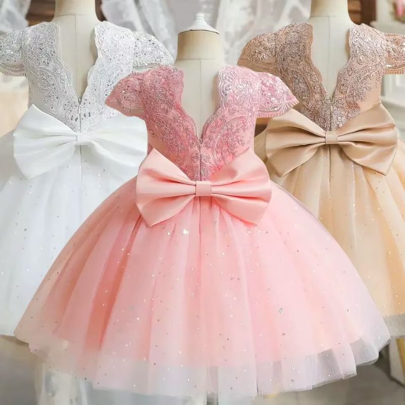 Robe De Mariage Fillettes En Dentelle Brodée