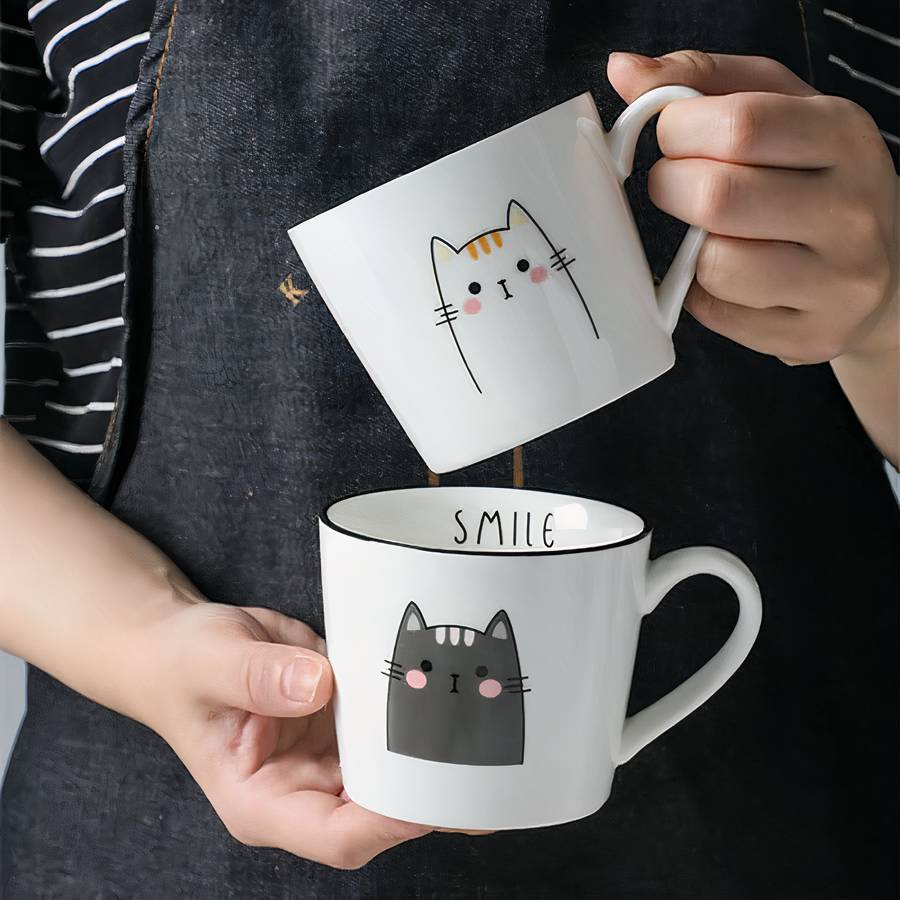 Tasse avec petit chat en céramique avec poignée – Image 3