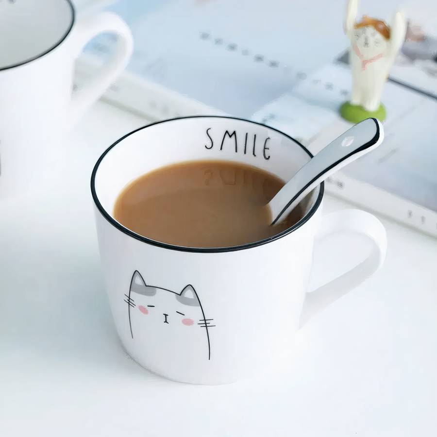 Tasse avec petit chat en céramique avec poignée – Image 6
